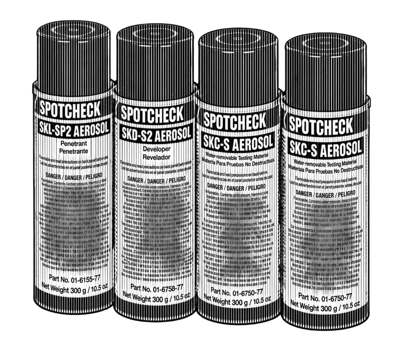 Spotcheck dye penetrant testing aerosol kit